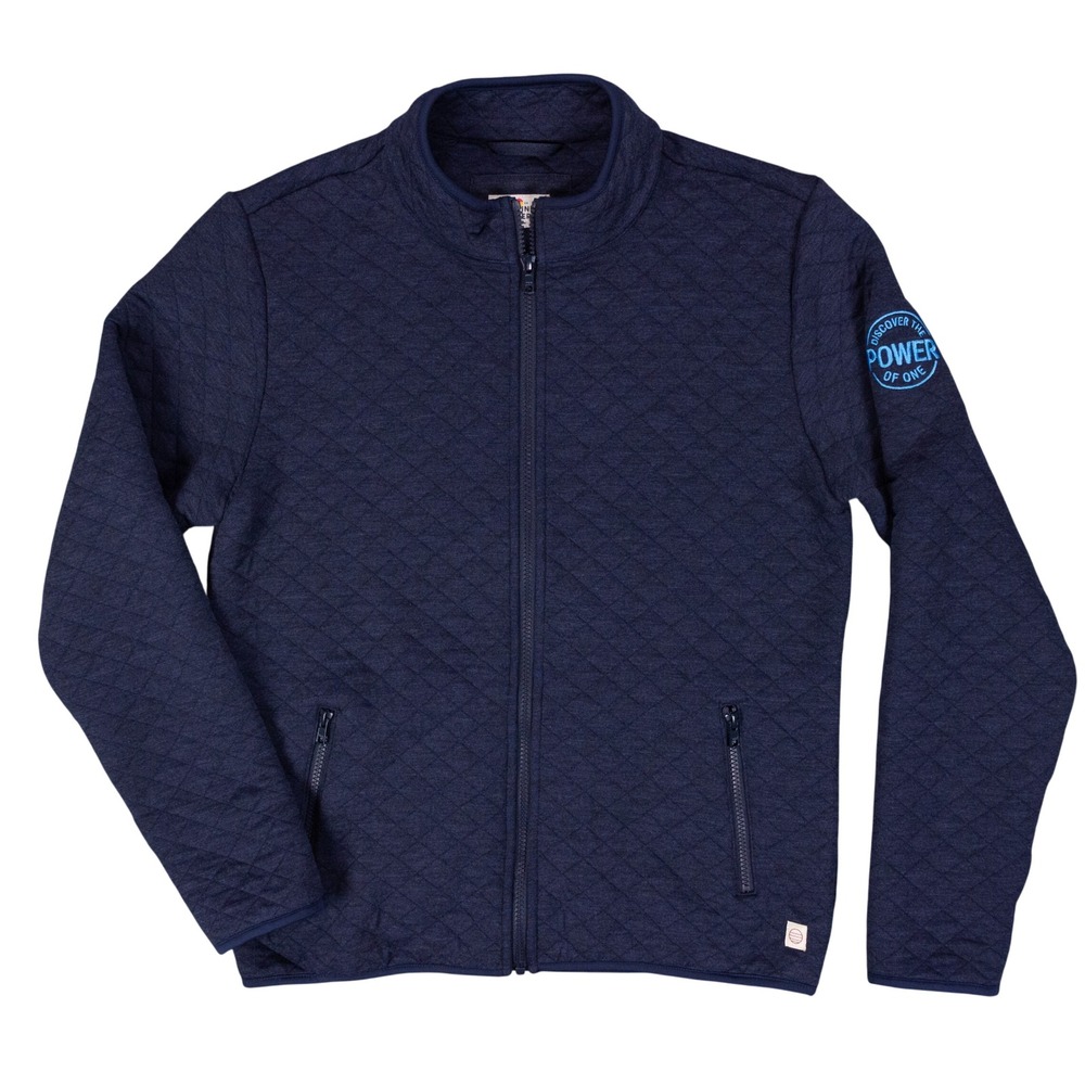 Marine Layer Corbet Quilted Jacket Mens Medium Navy Blue Cotton Blend Full Zip
